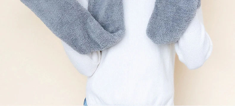2019 зима милый женский плюшевый шарф с капюшоном осень сплошной цвет теплый толстый пара шарф сиамский нагрудник перчатки из трех частей