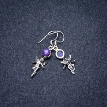 

Natural Variscite Handmade Unique 925 Sterling Silver Earrings 1.5" Y1189