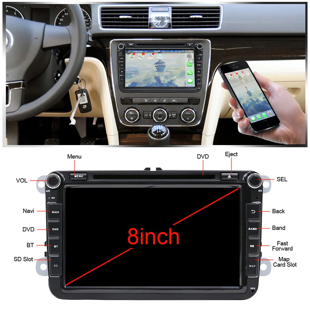Автомагнитола Eunavi 2DIN Android DVD GPS плеер для VW Passat CC Polo GOLF 5 6 Touran EOS T5 Sharan Jetta Tiguan радио