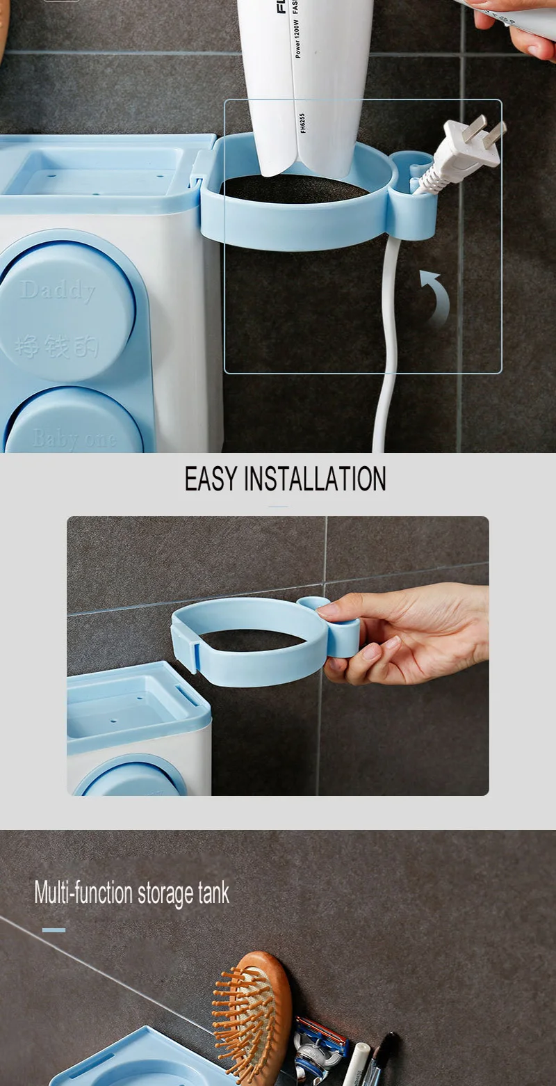 Multifunction Bathroom Accessories Automatic Toothpaste Dispenser With Suction Cup Toothbrush Holder Wall Toothpaste Squeeze