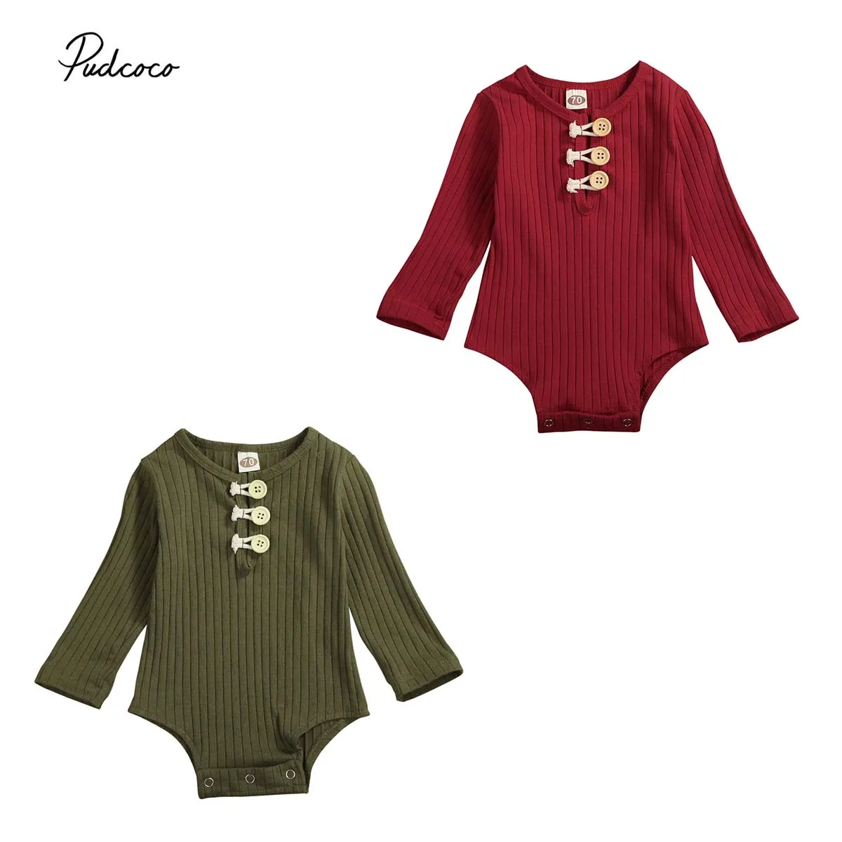 

2019 Brand 0-18M Newborn Baby Girl Boy Bodysuit Long Sleeve Jumpsuit Autumn New Knit Solid Bodysuit One-pieces Clothes Outfti