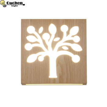 

square wood wall light led bedroom bedside Foyer decoration Nordic designer living room hotel wall lamps Holtel baby night light