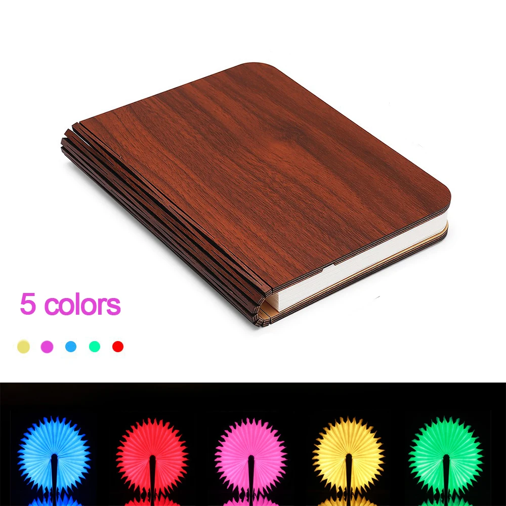 Walnut 5 цветов креативная RGB Светодиодная лампа для чтения деревянный портативный ночник 5 в USB перезаряжаемая Магнитная Складная Настольная лампа украшение дома - Испускаемый цвет: Walnut