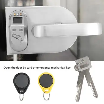 

Fingerprint Card Reader Emergency Mechanical Key Home Office Glass Door Lock Right Open Fingerprint Door Lock