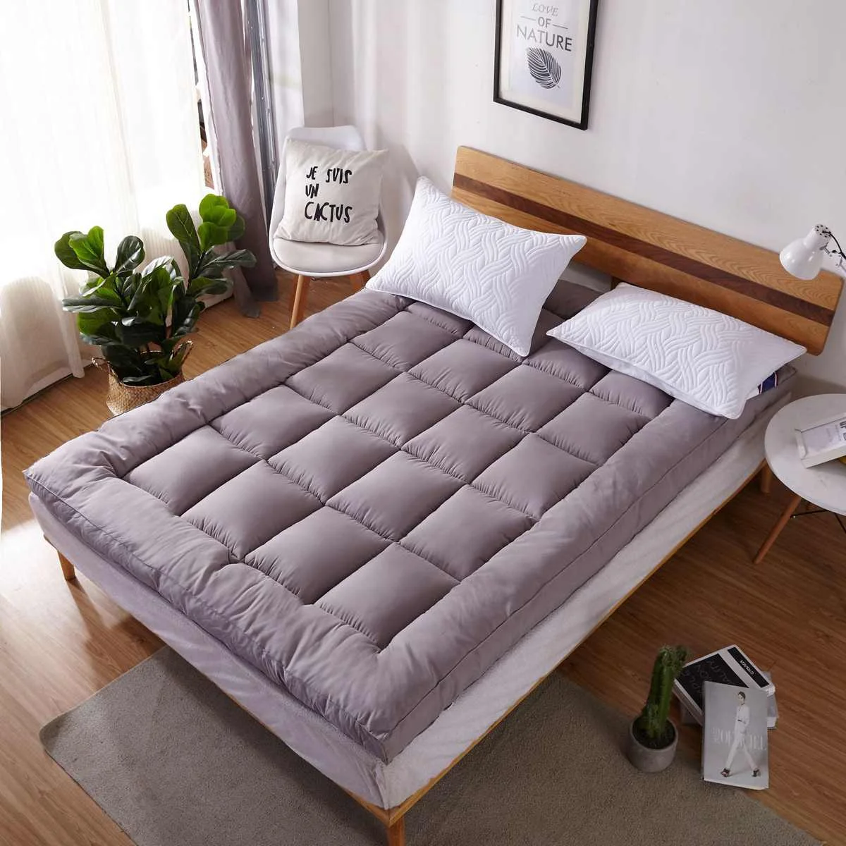 Mattress Pad Queen/King Size Quilted Topper Cover 16 Mattress Pad Queen/King Size Quilted Topper Cover 16