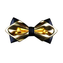 Эксклюзивный Дизайнерский Модный роскошный галстук-бабочка из искусственной кожи золотого и серебряного цвета с острым носком, яркий галстук-бабочка для ночного клуба, подарки для мужчин, аксессуары