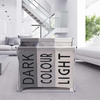

X-Shape Dirty Clothes Storage Basket Three grid Organizer Basket Collapsible Large Laundry Hamper Waterproof Home Laundry Basket