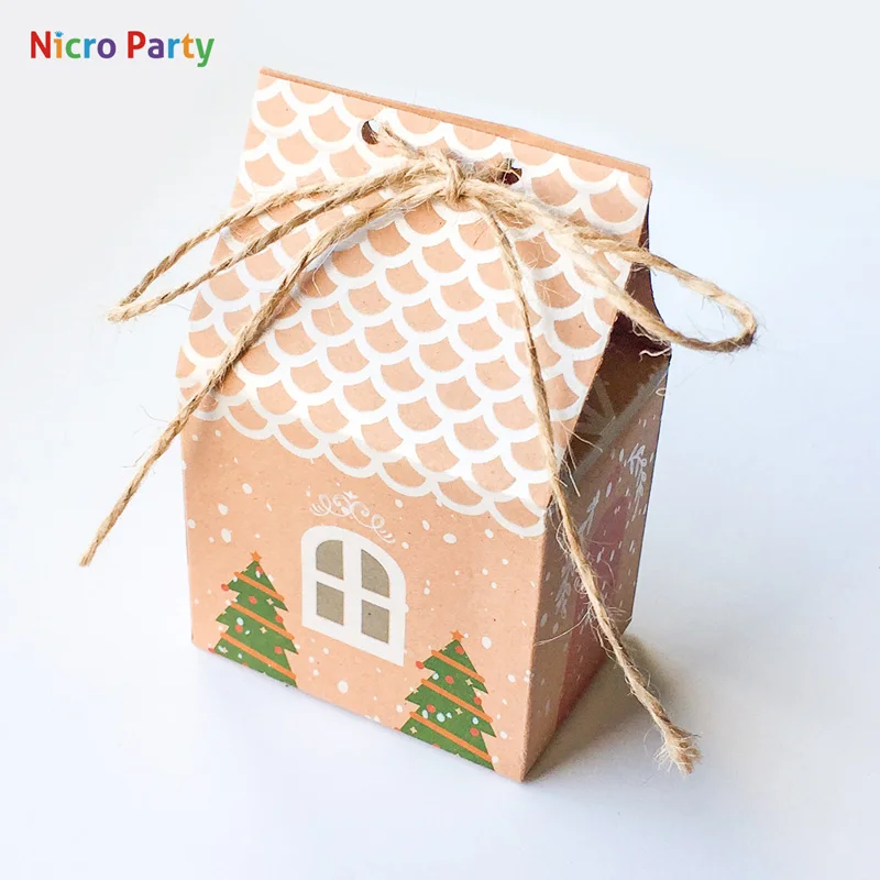 Nicro 50 шт./компл. дом Форма рождественские конфеты подарочные пакеты с