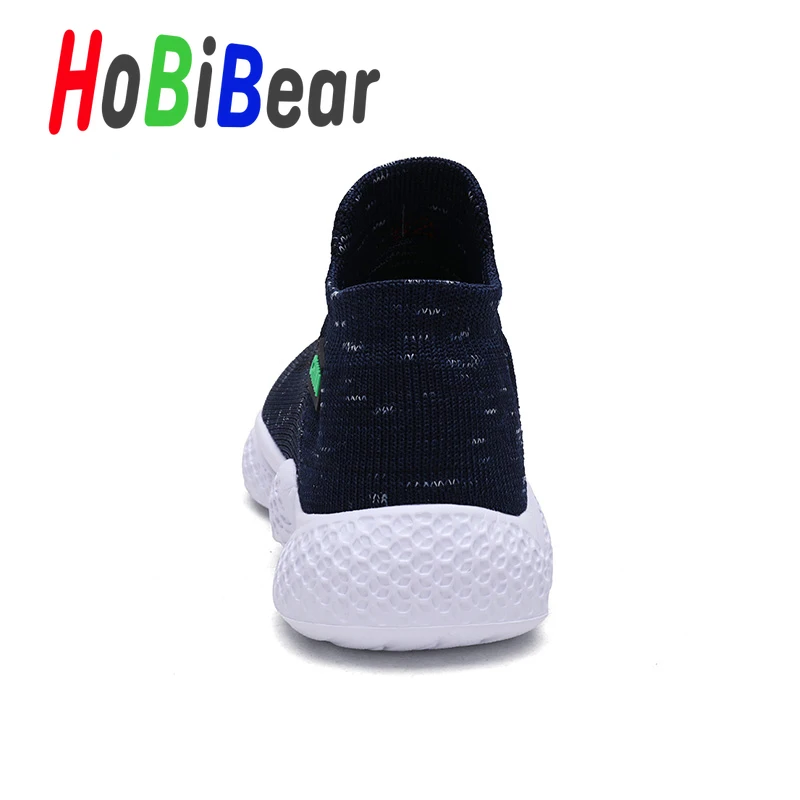 HOBIBEAR/брендовые Детские кроссовки; Новые повседневные кроссовки для девочек; однотонные детские носки; мягкая дышащая Спортивная обувь для мальчиков