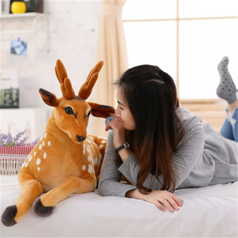 Cute simulation sika deer plush toy fawn doll doll doll doll super cute cartoon animal children pillow doll creative home decora