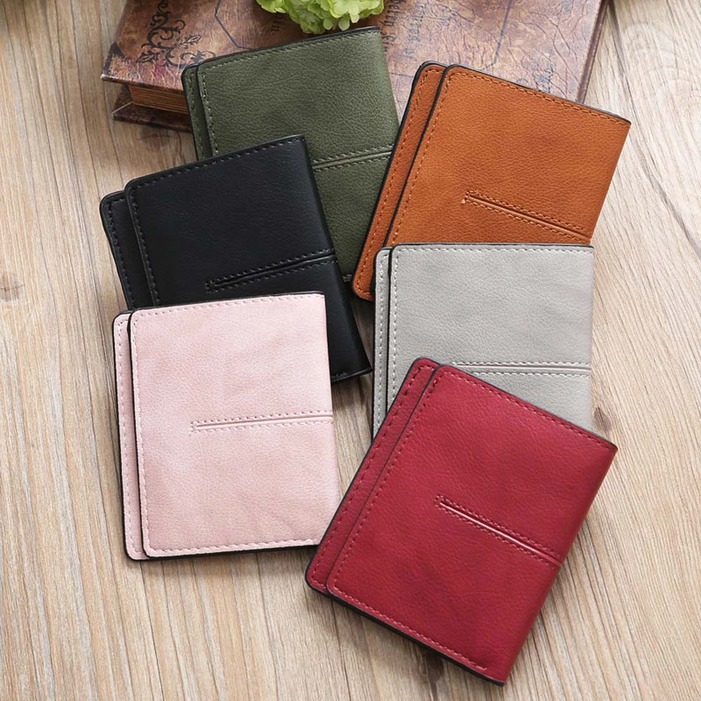 Wallet Female Women Leather Folding Coin Purse Hasp Short Vintage Fashion Lady Wallet For Credit Cards Carteira Feminina 816