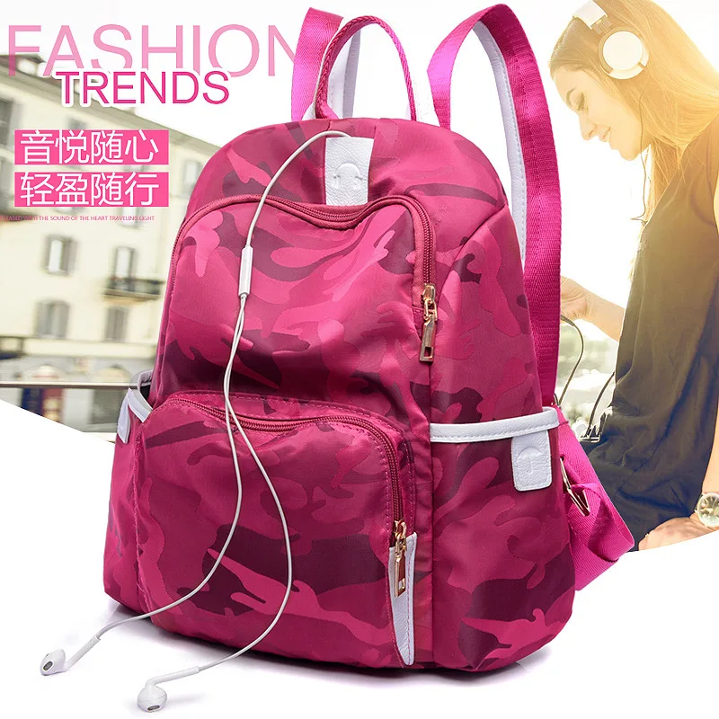 

2019 Summer New Style WOMEN'S Backpack Korean-style Fashion Printed Camouflage Oxford Cloth Backpack School Bag