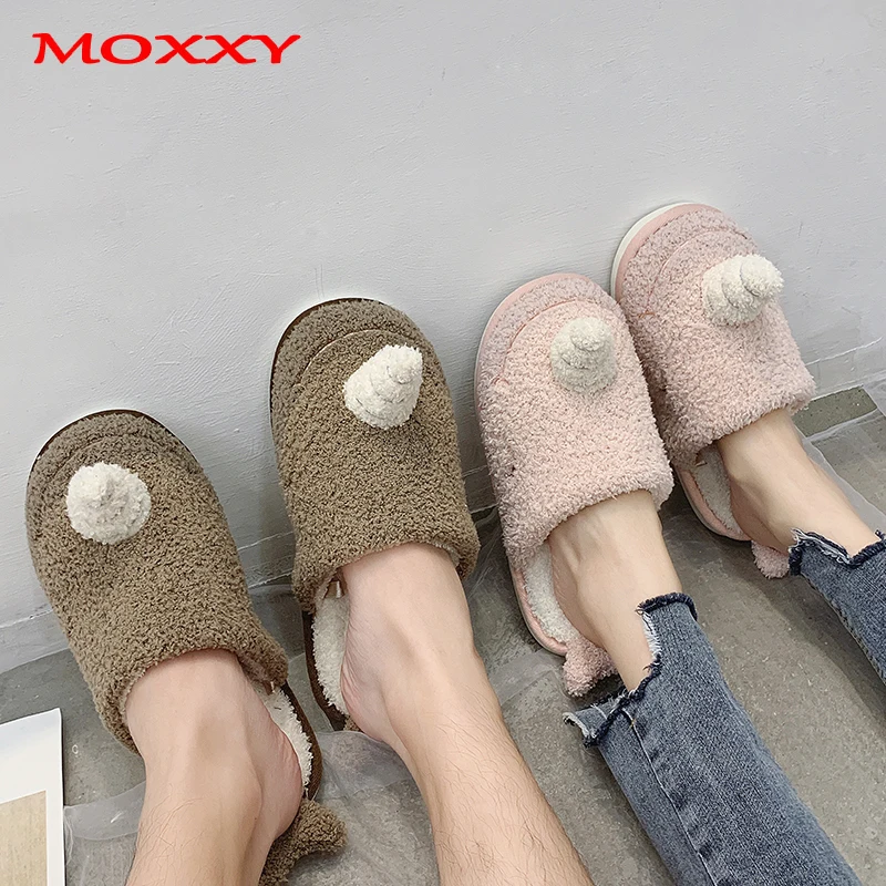Best Seller  2019 New Winter Indoor Unicorn Slippers Flat Furry Home Cartoon Women Plush Slippers Unisex Couple 