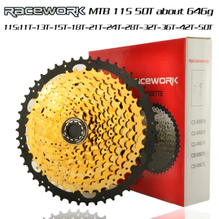 RACEWORK moutain велосипедная кассета 11-50t 11-speed freewheel кассета Запчасти для горного велосипеда - Color: MTB Gold 11S 50T