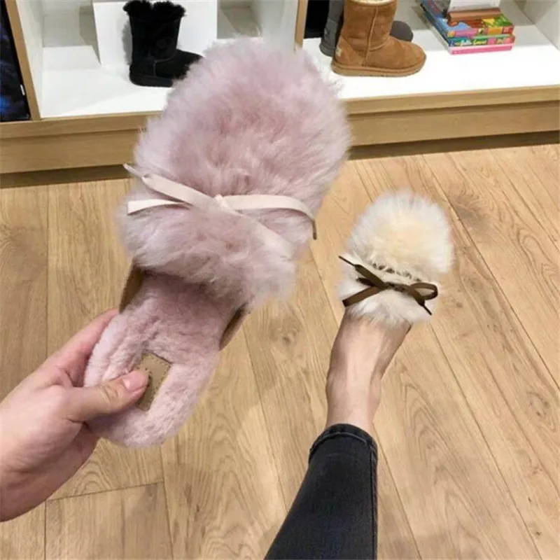Warm Winter Flats Lace Up Loafers Warm Fur Flats Sheep Wool Shoes Round Toe Women Shoes Comfort Casual Single Female Shoes