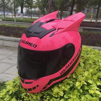 

motorcycle full face helmet casque motor chopper motorcycle in winter season safety adult pink helmet Flashing malushen brand