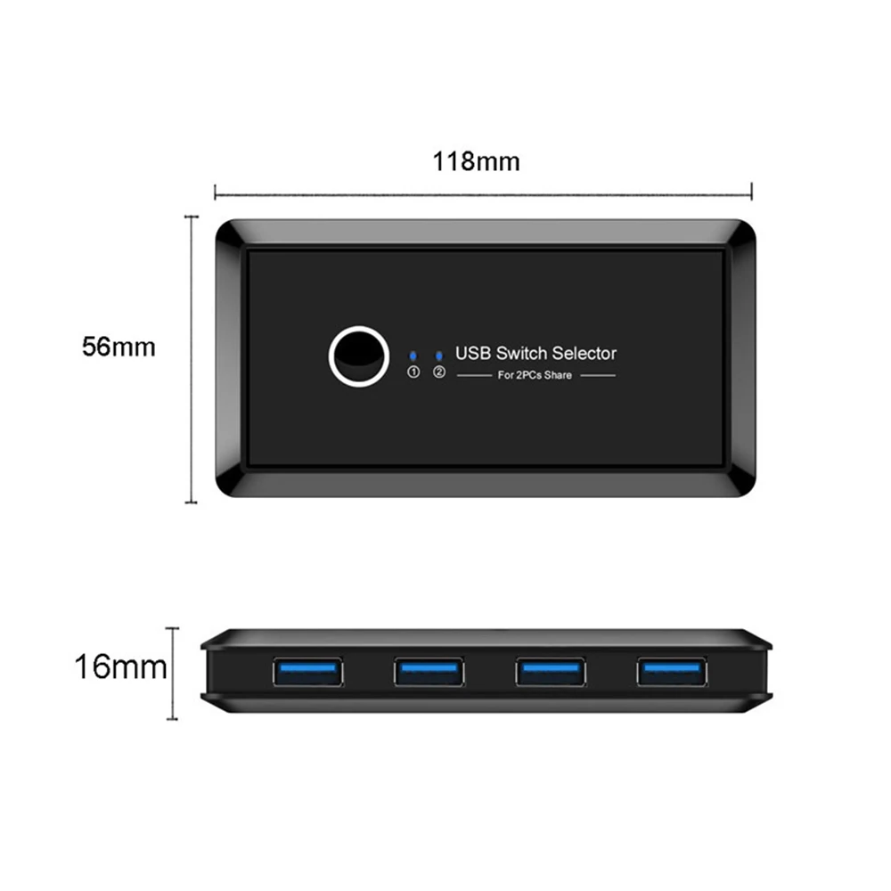 USB KVM переключатель коробка USB 3,0 2,0 переключатель 2 порта шт обмен 4 устройства для клавиатуры мышь принтер монитор с 2 USB кабели