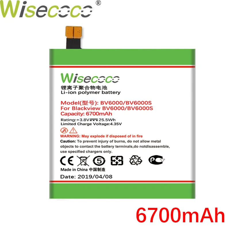 WISECOCO в наличии новый аккумулятор 5000 мАч для Blackview BV6000 BV6000S умный мобильный телефон