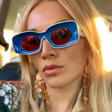 Винтажные Овальные Солнцезащитные очки Прямоугольная оправа для женщин Ретро цветное зеркало солнцезащитные очки для мужчин шоппинг Lunette De Soleil Femme