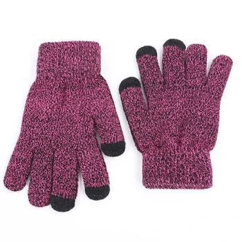 

Winter Touch Screen Gloves Women Men Warm Stretch Knit Mittens Imitation Wool Full Finger Guantes Female Crochet Luvas Thicken