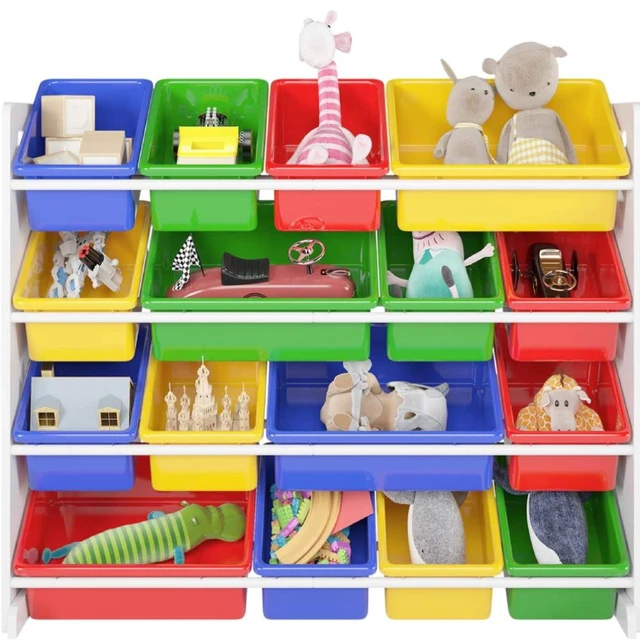 Kids Toy Storage Organizer 9 Storage Bins Box with Shelf Rack Playroom  Bedroom