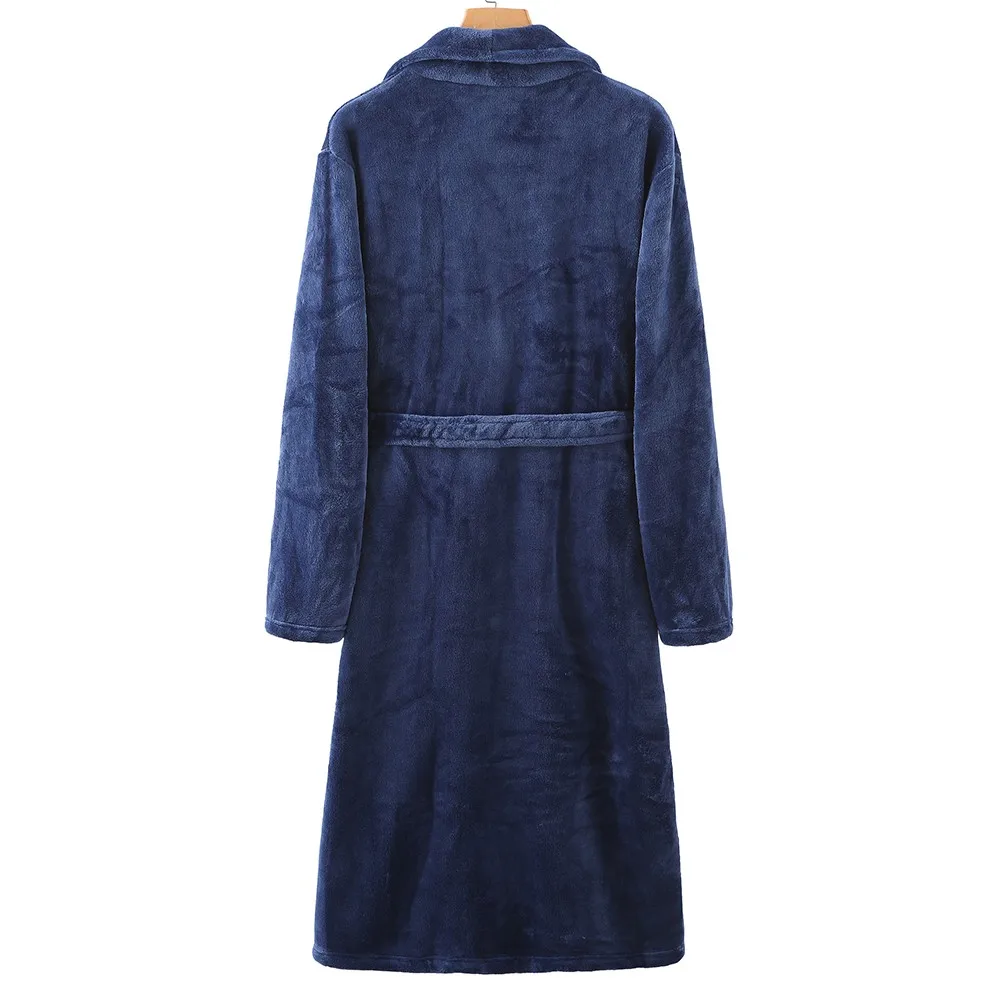 Winter Flannel Women Robe Kimono Bath Gown Thicken Coral Fleece Nightgown With Pockets Long Sleepwear Couples Nightwear Homewear