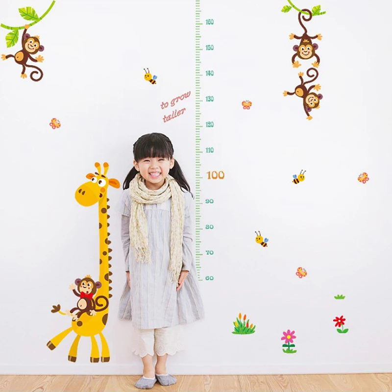 Giraffe height chart measure wall sticker decal for kids baby room removable | Дом и сад