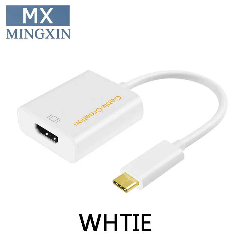 USB C к HDMI адаптер, кабель usb type C к HDMI 4K адаптер, Thunderbolt 3 совместимый, совместим с MacBook Pro - Цвет: Белый