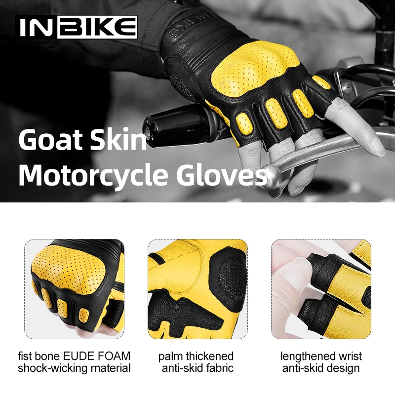 Inbike Men Women Half Finger Moto Gloves Anti-slip Breathable Summer Shockproof Cycling Gloves Wearable Cycling Equipment CM206 4