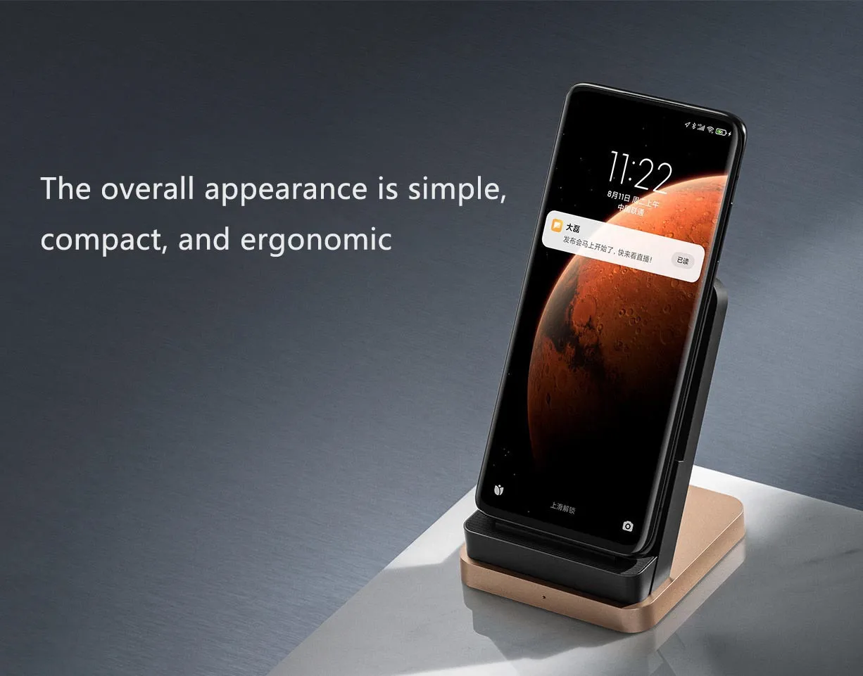Новинка 2020 беспроводное зарядное устройство Xiaomi 55 Вт Максимальная вертикальная