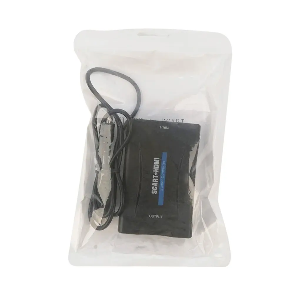 Mini SCART To HDMI 1080P Video Audio Upscale Converter Adapter for HD TV DVD for Sky Box STB Plug and Play with DC Cable
