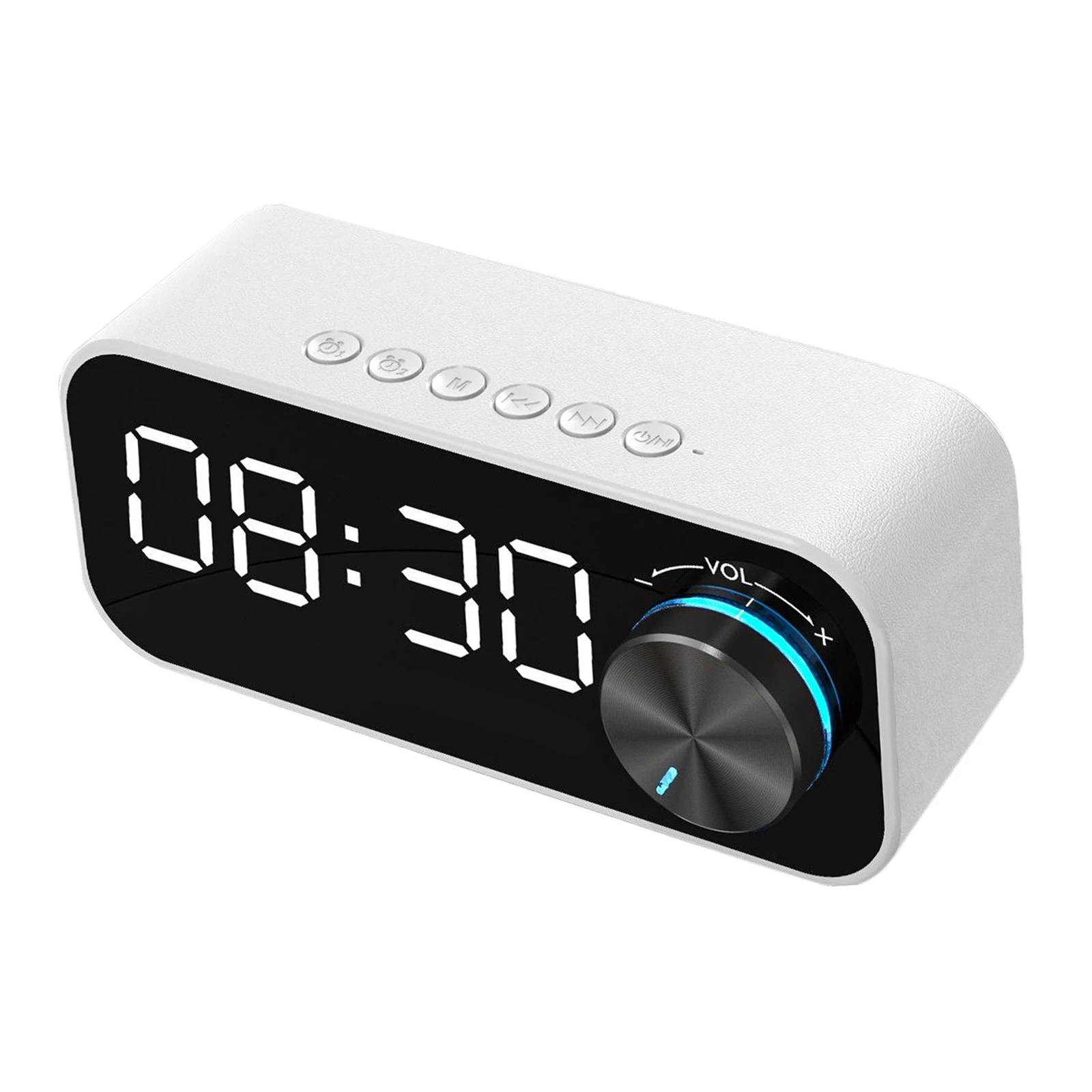 LED Alarm Clock with FM Radio Wireless Bluetooth Speaker Mirror Display Support Aux TF USB Music Player Wireless for Office Home