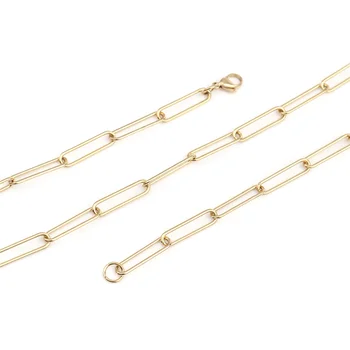 

New 304 Stainless Steel Link Cable Chain Necklace Oval Rhombus Gold Silver Color Chain Necklaces Jewelry 60cm - 80cm long, 1 PC