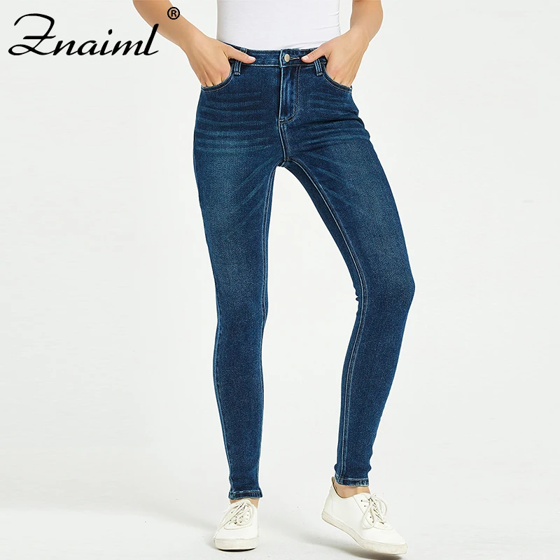 

Znaiml Jeans For Women High Elastic Plus size Stretch Jeans Female Washed Denim Skinny Pencil Pants Casual Streetwear Trousers