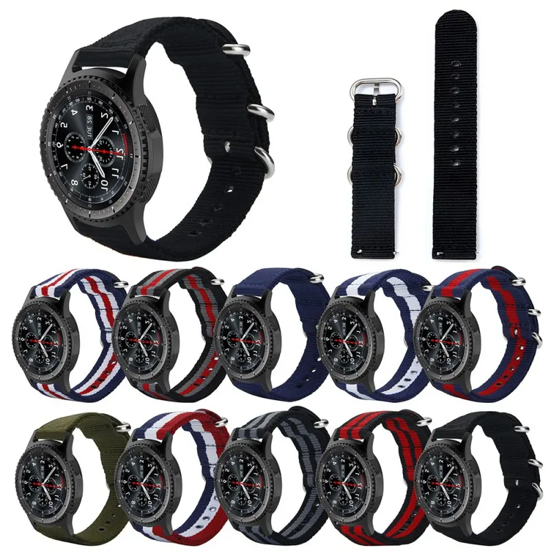 

Waterproof Colorful Nylon Strap for Samsung Gear S3 Classic men and women Smart Watch Strap 22mm Bracelet