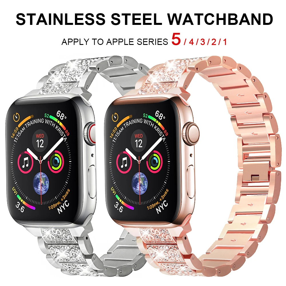 

For Apple Watch band 40mm 44mm 38mm 42mm women Diamond Band for Apple Watch series54 3 2 1 iWatch bracelet stainless steel strap