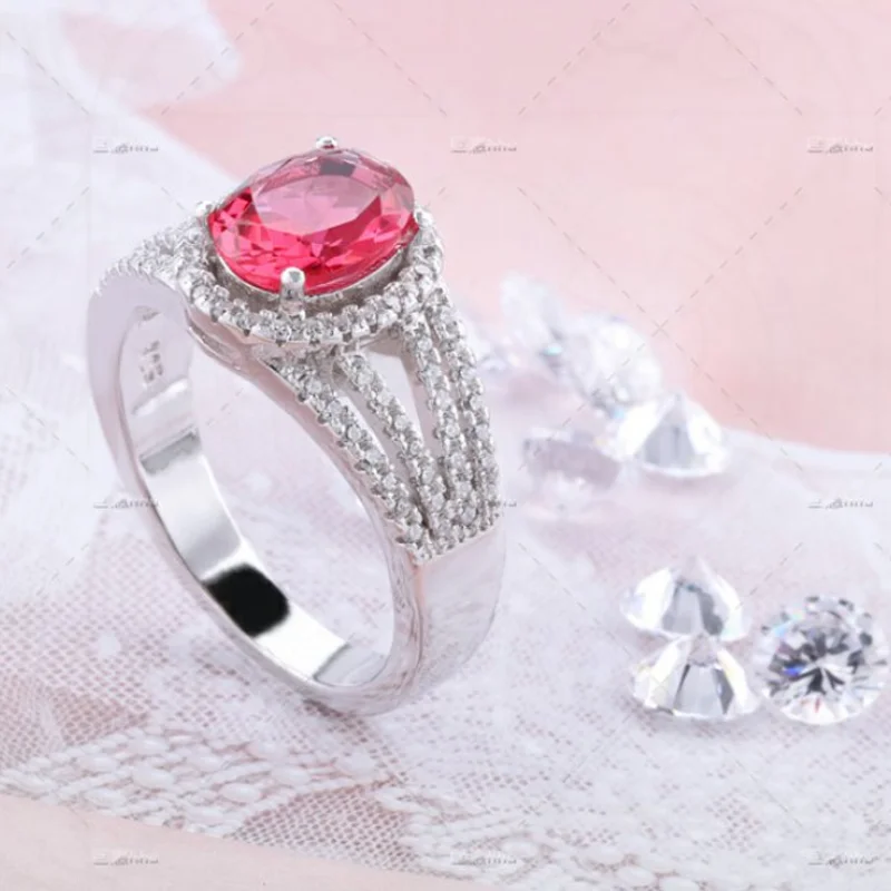 Серебряное кольцо качество красный циркон девушка кольцо открытие серебряные ювелирные изделия Мода Классика