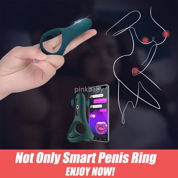 APP Smart Wearable Penis Ring Cock Vibrator Lock Delay Ejaculation Erection Enlarger Wireless Massager Sex Toys Store for Men 3