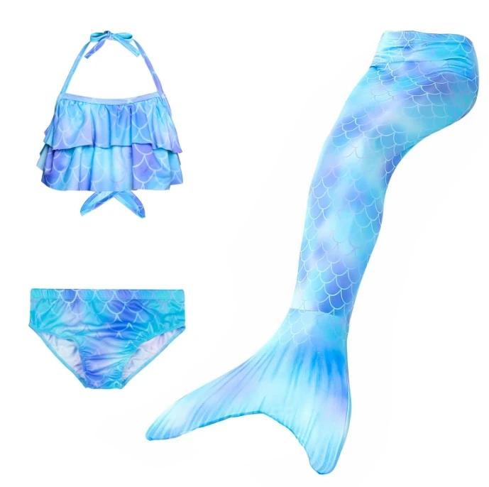 3 шт./компл. для маленьких девочек с хвостом русалки купальный костюм бикини платье для девочек Плавание Костюмы для косплея Плавание мраморный Плавание костюм без Флиппер - Цвет: DH99