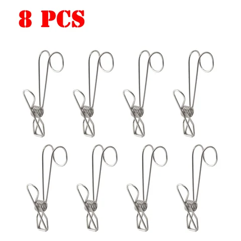 Stainless Steel Clip Holder Kitchen Storage Hooks Bathroom Towel Clothes Clip Socks Organizer Strong Hooks Clip