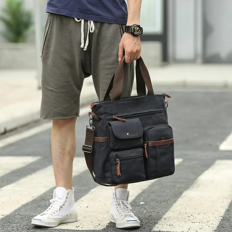 Men's Canvas Shoulder Bag Messenger Computer Casual |