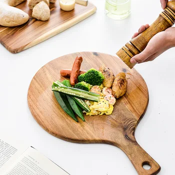 

High Quality New Acacia Wood Handmade Cutting Board Solid Whole Wood Plate Chopping Board Bread Tray Baking Cooking Tools