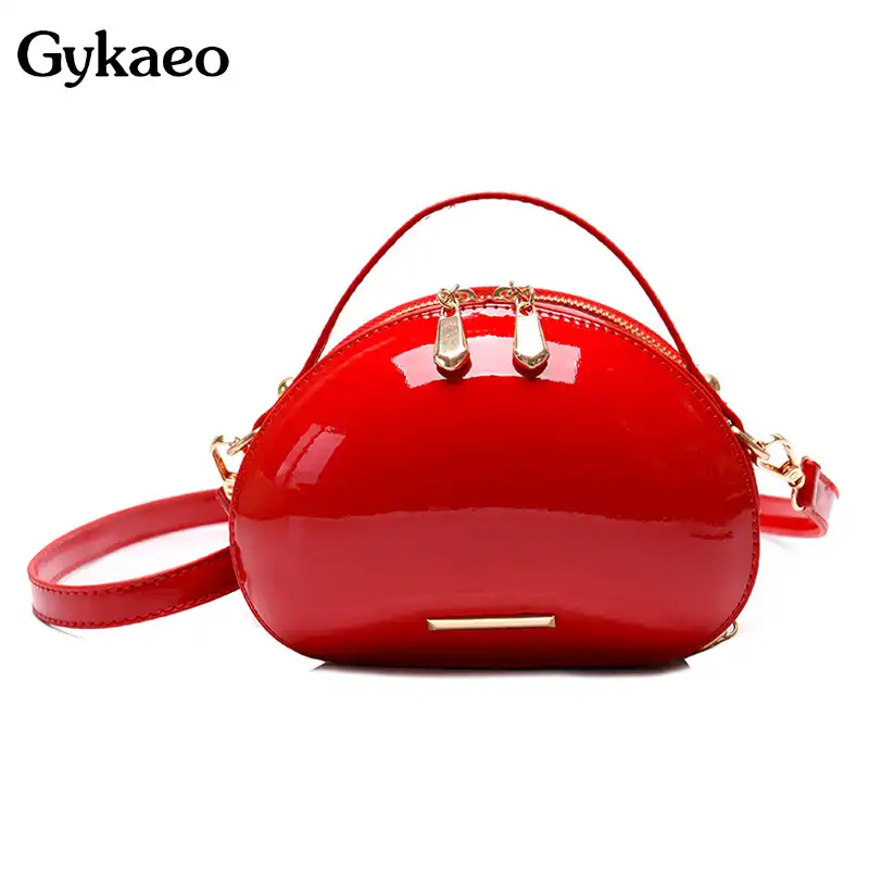 red patent leather crossbody purse