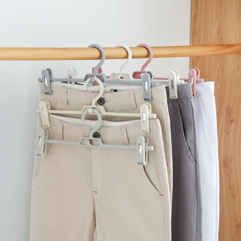 

New pants folder plastic pants clip hangers can be rotated to adjust home children's adult pants trousers rack