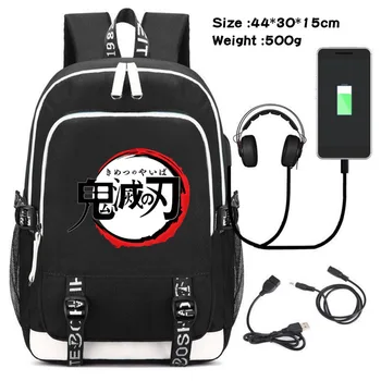 

New Hot Demon Slayer Kimetsu Backpack For Teenager Rucksack USB Fashion Lock /Headphone Interface Students School Laptop Bag