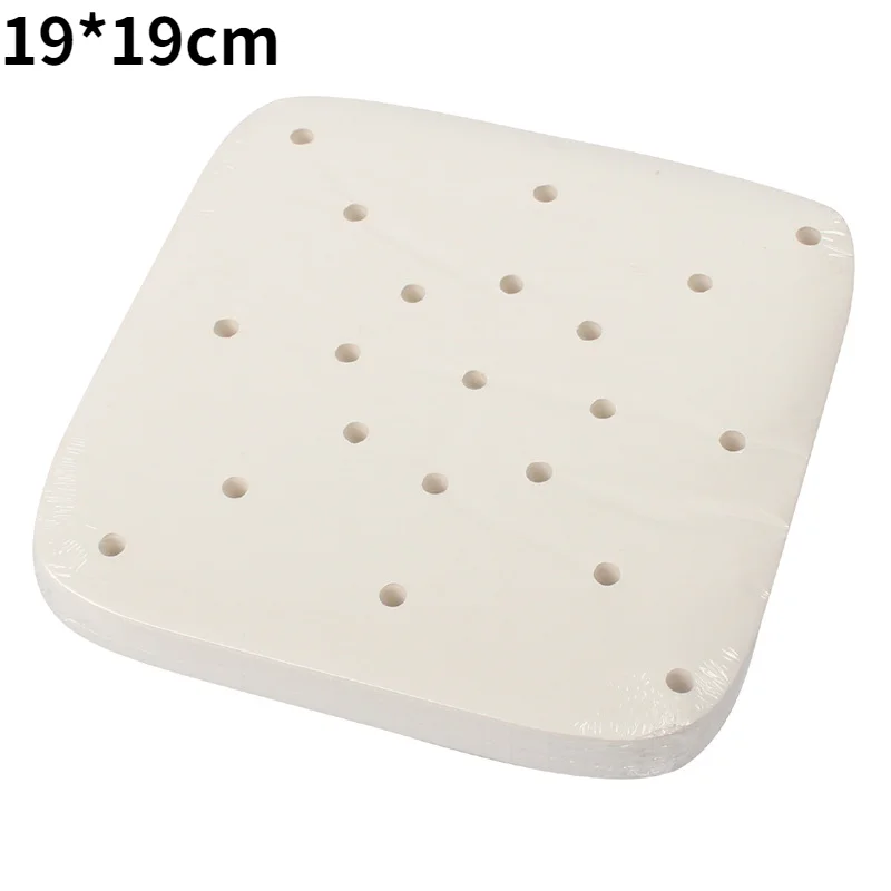 100pcs Air Fryer Paper Square Round Baking Mat Air Fryer Liners Disposable Perforated Parchment Steamer Baking Papers Sheets 