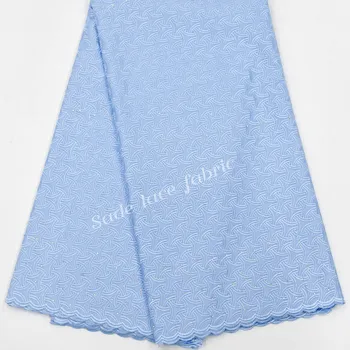 

High Quality Swiss Voile Lace African Lace Materials Cotton Polish Lace For Wedding Sky Blue Swiss Voile Lace With Stones mv057