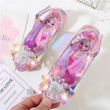 

Disney girls sandals summer new children's crystal high-heeled frozen princess shoes little girl fish mouth shoes elsa