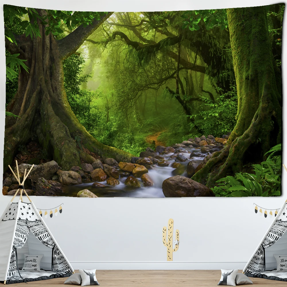 Forest Plant Landscape Tapestry Scenery Wall Hanging Hippie