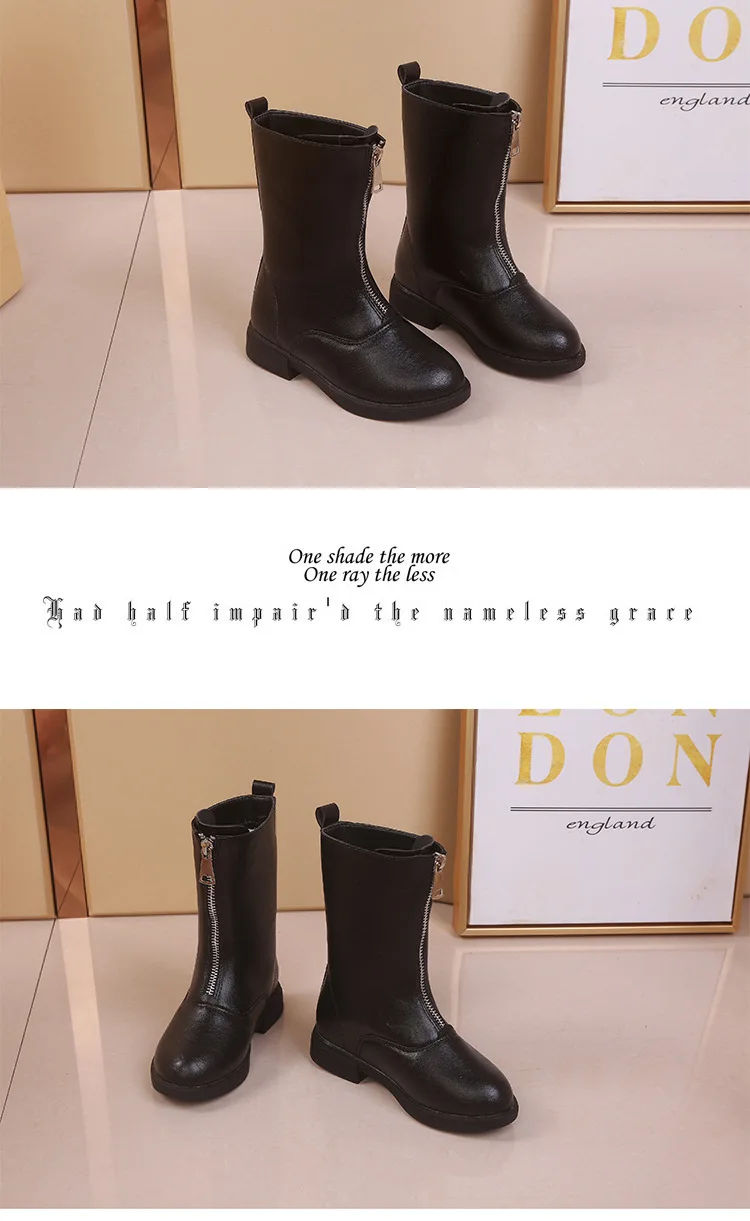 Размер EU26-37; Детские Ботинки martin; теплые ботинки для девочек; кожаные ботинки на молнии для студентов; зимние ботинки для больших детей